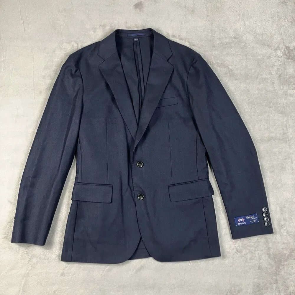 J.Crew Ludlow Suit Jacket Mens 38R Navy Cotton Wool Slim Blazer Business